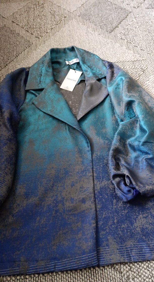 Kadın Mavi Gri kısa Salaş Ceket etiketli sıfır ürün 2 numara - Görsel 4