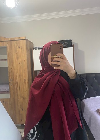 Bordo Kadın Drape Detaylı keten Şal