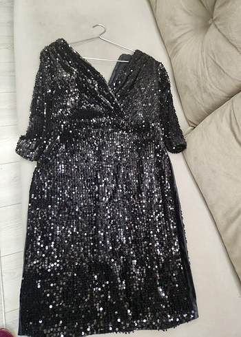 Payetli Siyah Uzun Abiye Elbise - Görsel 3