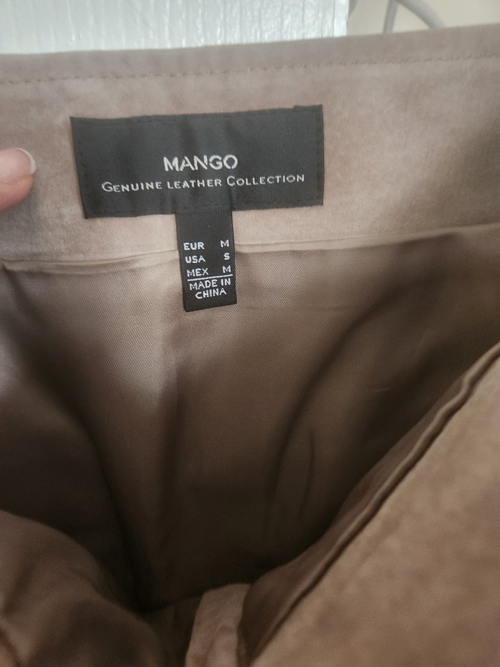 Fermuarlı Bej Süet Mini Etek - Görsel 2