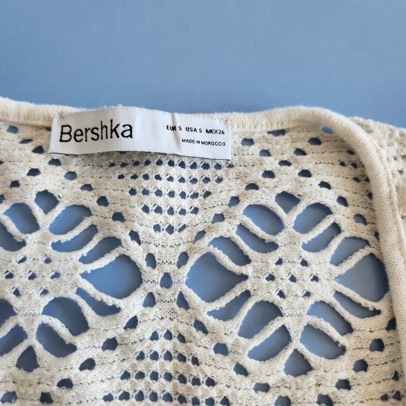 Bershka Beyaz Bohem Nakışlı Örgü Kazak - Görsel 3