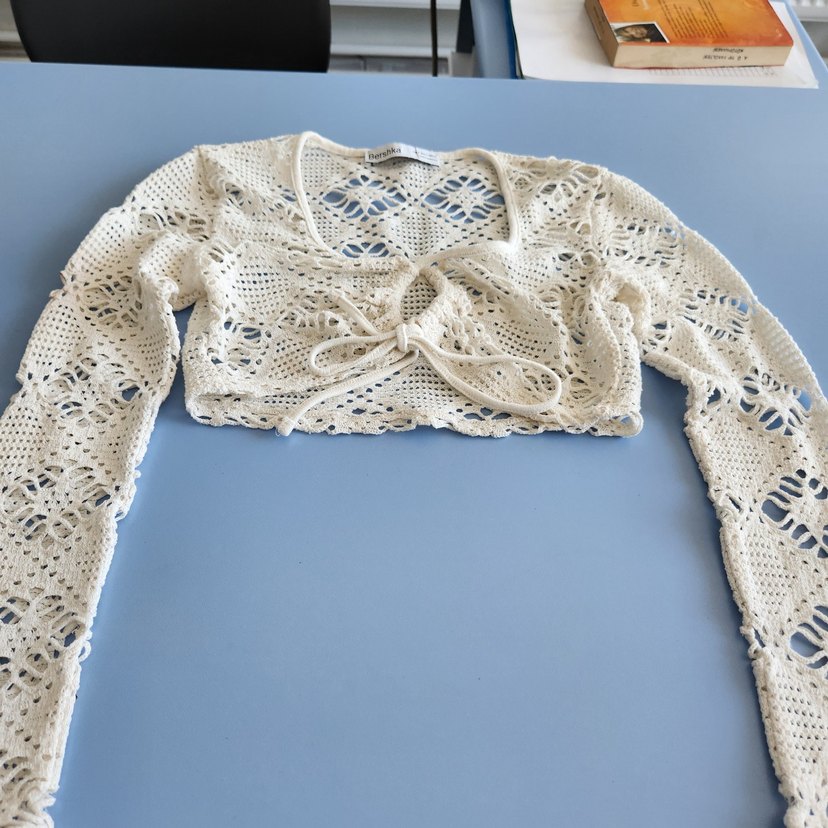 Bershka Beyaz Bohem Nakışlı Örgü Kazak - Görsel 2