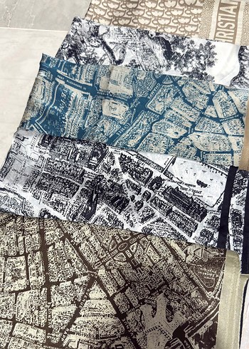 Uzun Çok Renkli Paris Desenli İPEK VUAL ŞAL