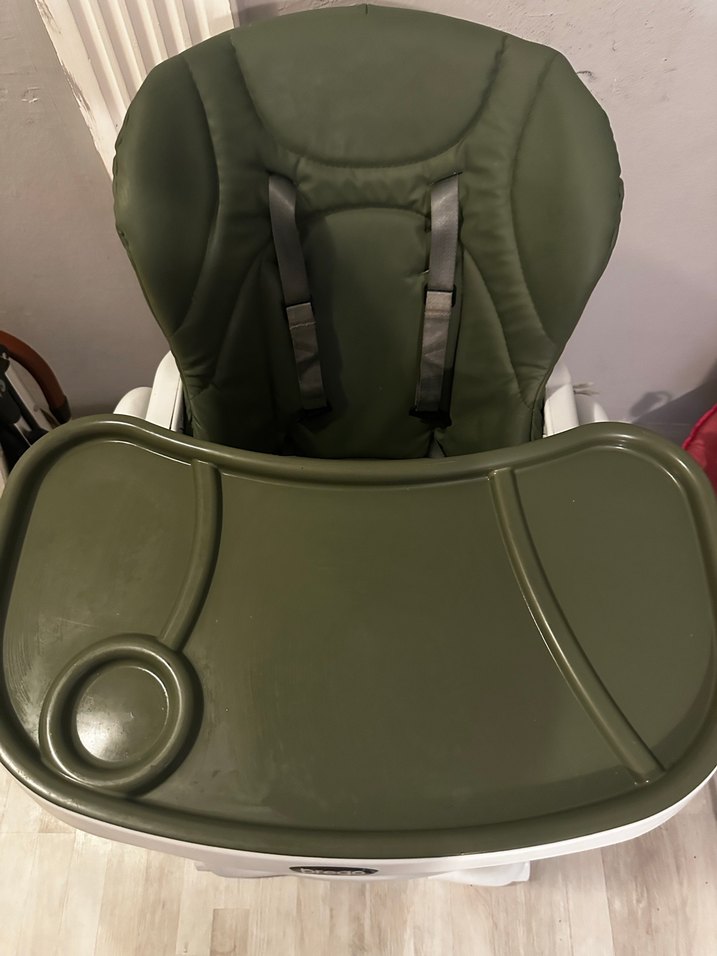 Ayarlanabilir beyaz haki Bebek Mama Sandalyesi - Görsel 4