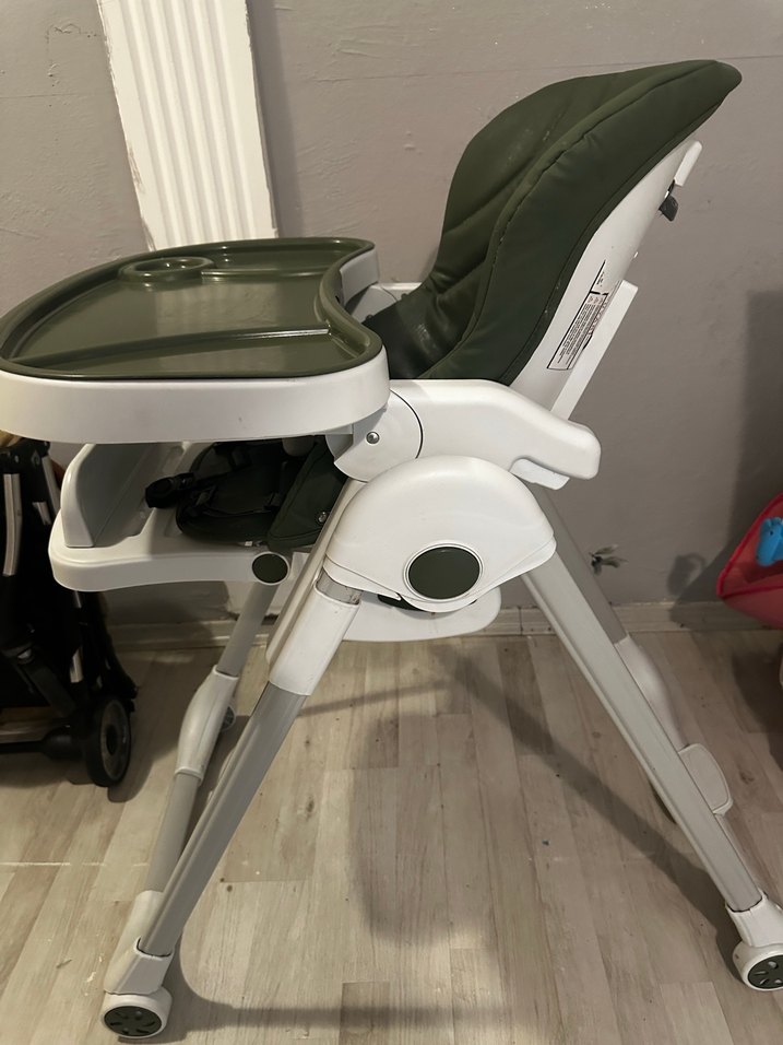 Ayarlanabilir beyaz haki Bebek Mama Sandalyesi - Görsel 2