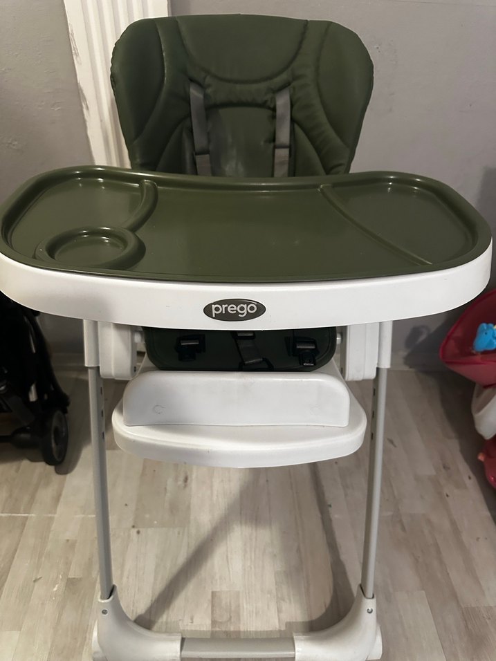 Ayarlanabilir beyaz haki Bebek Mama Sandalyesi - Görsel 3