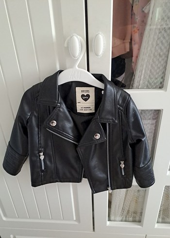 Kız Çocuk Siyah Deri Biker Ceket