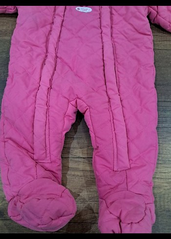9 Ay Beden pembe Renk Pembe Fermuarlı Bebek Kış Tulumu