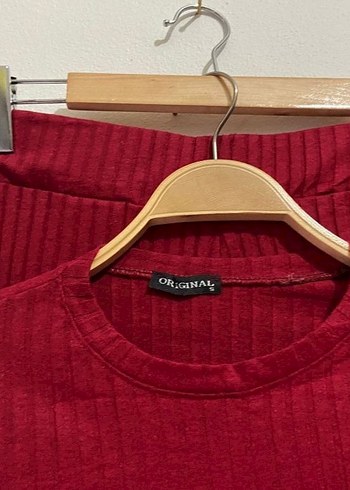 Kadın Koyu Kırmızı Triko Takım - Görsel 3