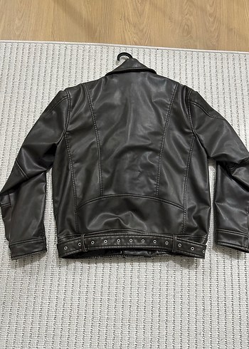 Unisex pullbear eskitme model Deri Biker Ceket - Görsel 4