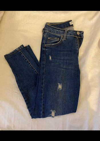 Kadın Lacivert Bol Kesim Midi Denim Jean