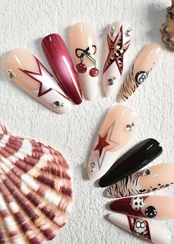 Bordo Desenli Tırnak - Görsel 3