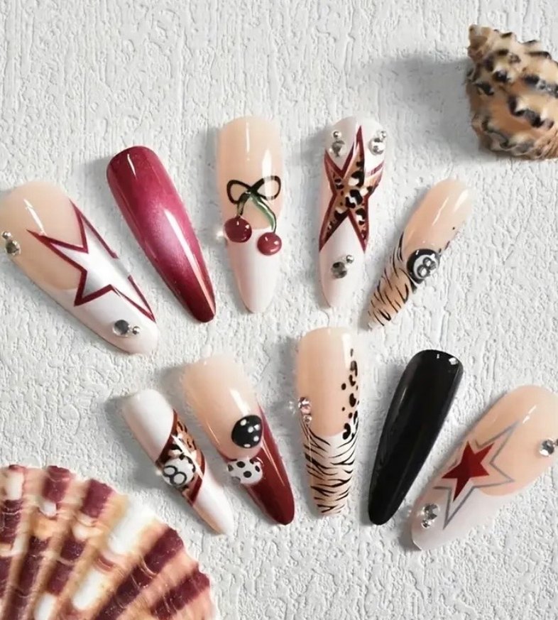 Bordo Desenli Tırnak - Görsel 4