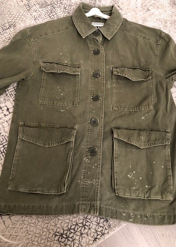 Zara Kadın Haki Kamuflaj Desenli Midi Ceket - Görsel 4