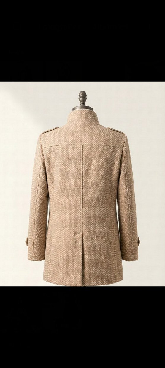 Bej Düğmeli Erkek Midi Kaban - Görsel 3