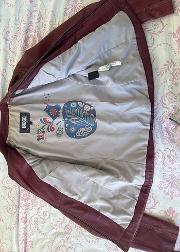 s Beden bordo Renk Kadın Bordo Deri Biker Ceket