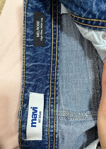 30 Beden mavi Renk Geniş Kesim Midi Boy Mavi Denim Kadın Jean