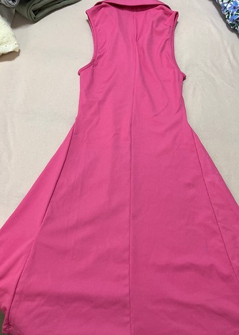 LC Waikiki Pembe V Yaka Kolsuz Midi Elbise