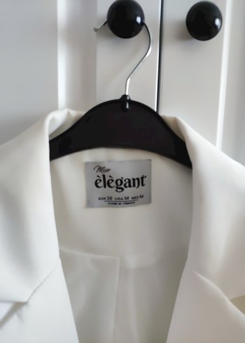 s Beden Bağlamalı Beyaz Kadın Midi Blazer Ceket
