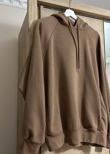 Bershka Bej Renkli Kadın Kapüşonlu Sweatshirt