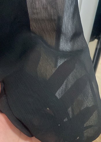 Diğer Siyah Uzun Kollu Drapeli Kadın Bluz