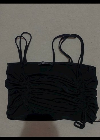 l Beden Siyah Uzun Kollu Crop Top