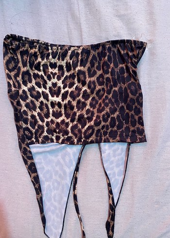 Kahverengi Leopar Desenli crop
