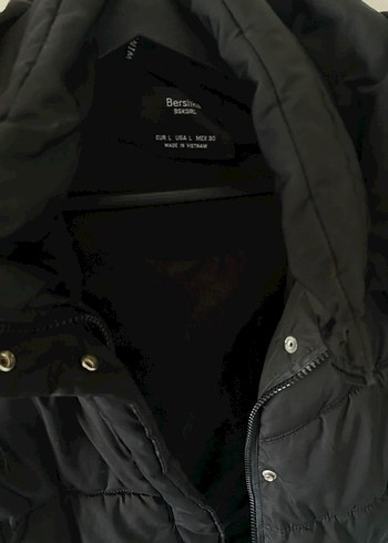 l Beden siyah Renk Siyah Kürklü Bershka Kadın Kışlık Mont