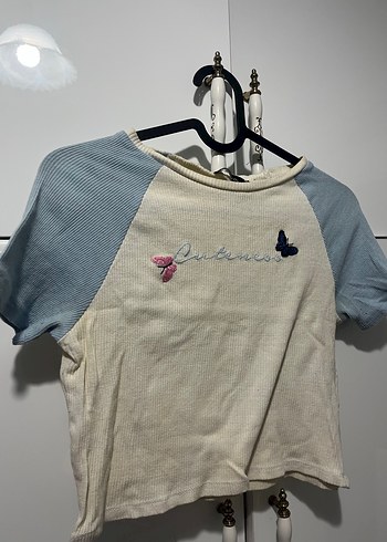 Mavi Pastel Kız Tişörtü, Kısa Kollu, Baskılı - Görsel 2