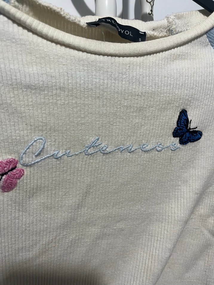 Mavi Pastel Kız Tişörtü, Kısa Kollu, Baskılı - Görsel 4