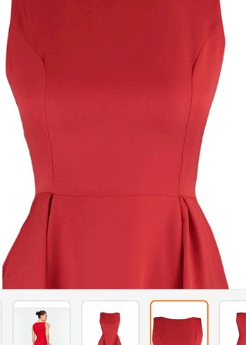 Kırmızı Midi Boy Drapeli Kadın Elbise - Görsel 7