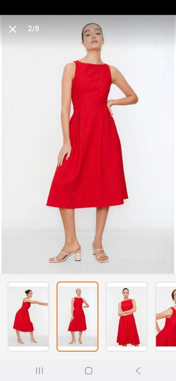 Kırmızı Midi Boy Drapeli Kadın Elbise - Görsel 3