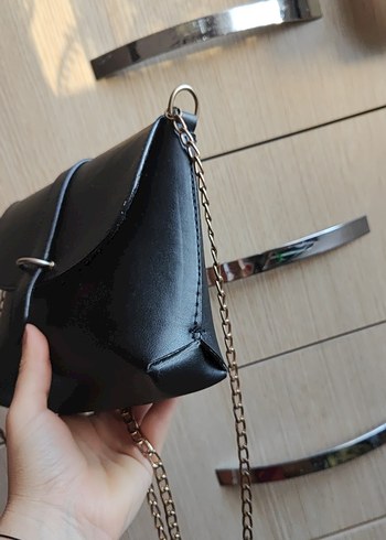 Beden siyah Renk Zincir Detaylı Siyah Deri Kadın Çanta