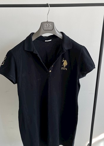 U.S Polo Assn. Siyah Baskılı Kısa Kollu Polo Tişört