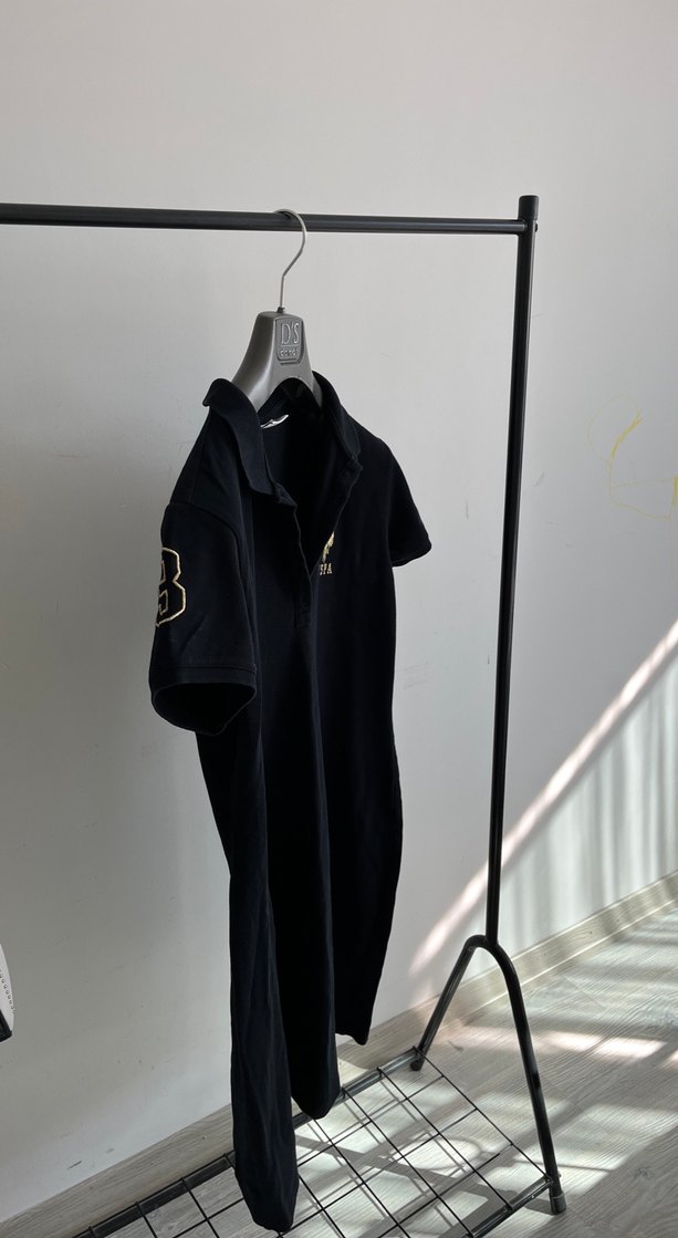 Siyah Baskılı Kısa Kollu Polo Tişört - Görsel 4