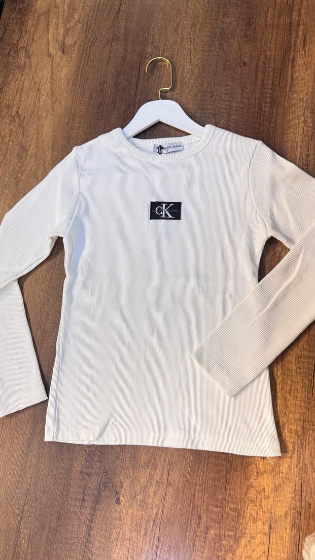 Kız Çocuk Beyaz Pamuklu Uzun Kollu Tişört - Görsel 2