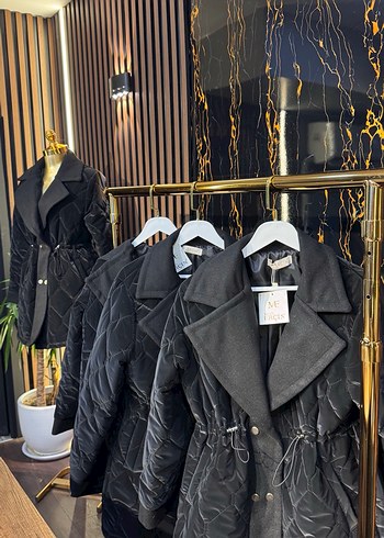 Düğmeli Siyah Kadın Uzun Ceket - Görsel 4