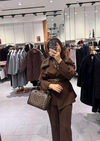 Kahverengi Kadın Süet Uzun Trençkot - Görsel 3