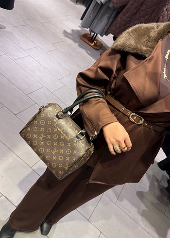 Kahverengi Kadın Süet Uzun Trençkot - Görsel 4