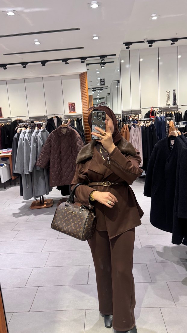 Kahverengi Kadın Süet Uzun Trençkot - Görsel 3