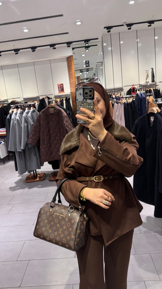 Kahverengi Kadın Süet Uzun Trençkot - Görsel 2