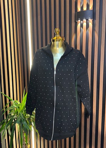 Siyah Kapüşonlu Uzun Kadın Ceket - Görsel 2