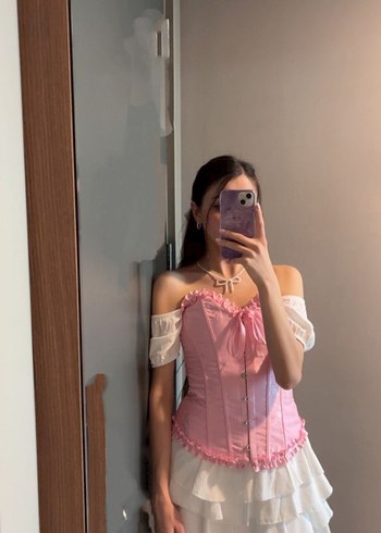 Sheinside Pembe Dantelli shein korse Bustiyer