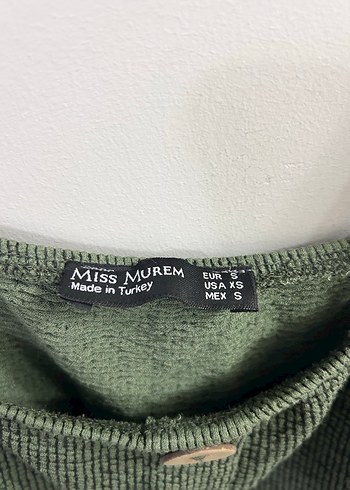 Düğmeli Yeşil Mini Triko Crop Top - Görsel 2