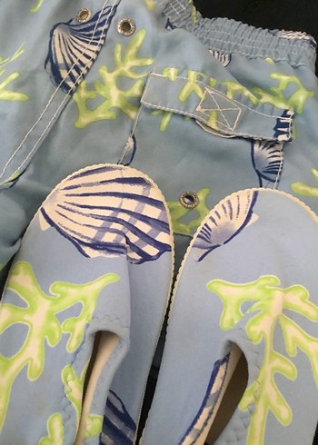 Mavi Desenli Erkek Çocuk şort / ayakkabı - Görsel 8