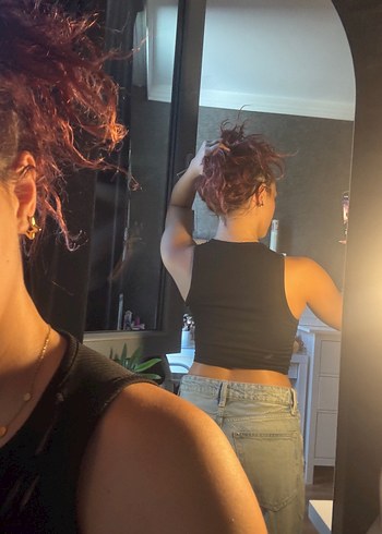 H&M Kadın Siyah Bağcıklı Halter Yaka Crop Top H&M