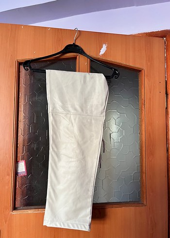 Kadın Bej Bol Kesim Midi deri Pantolon