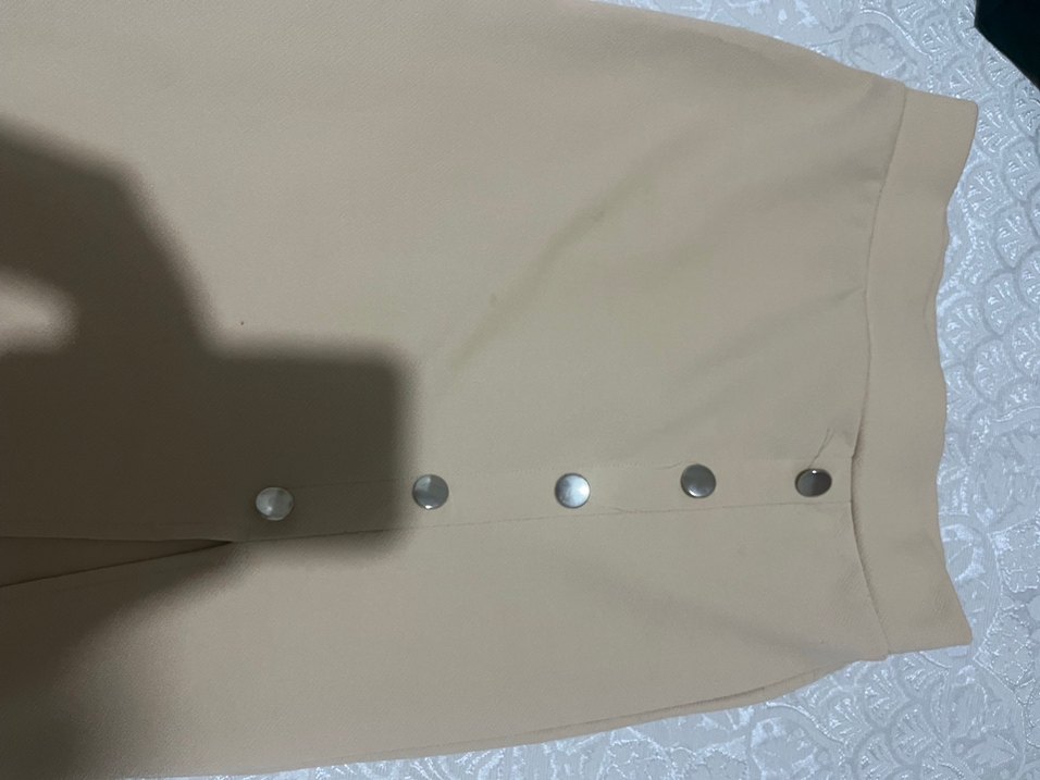 Bej Düğmeli midi Etek - Görsel 2