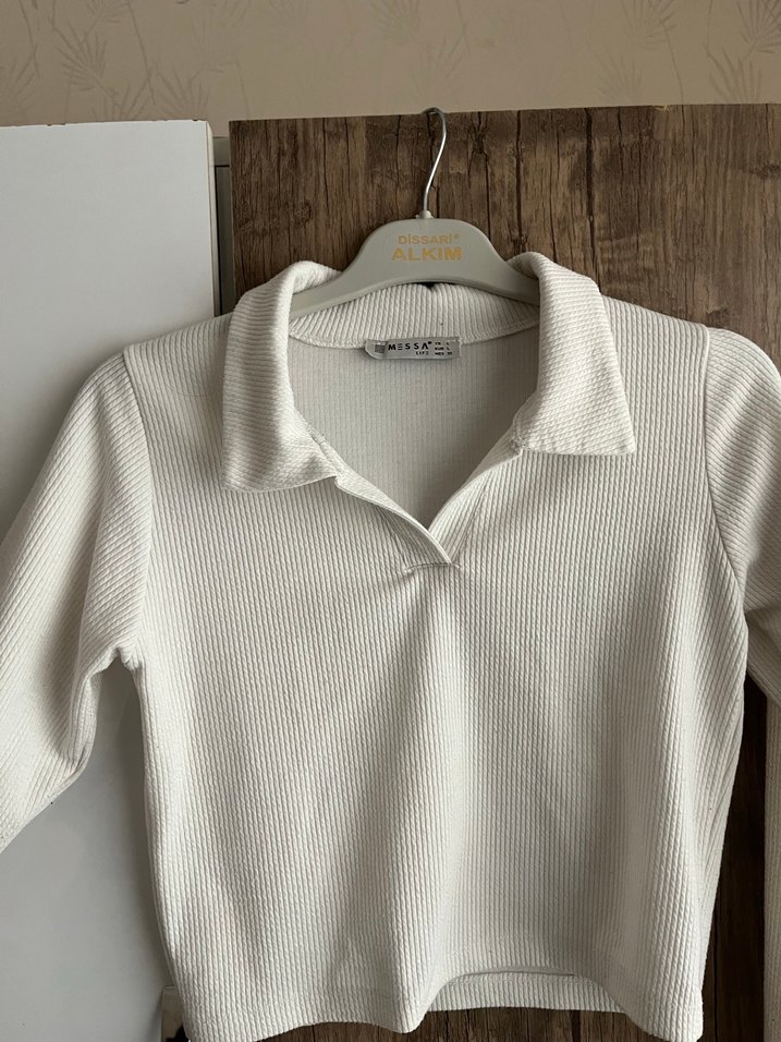 Kadın Beyaz Pamuklu Düğmeli Uzun Kollu Kazak - Görsel 2