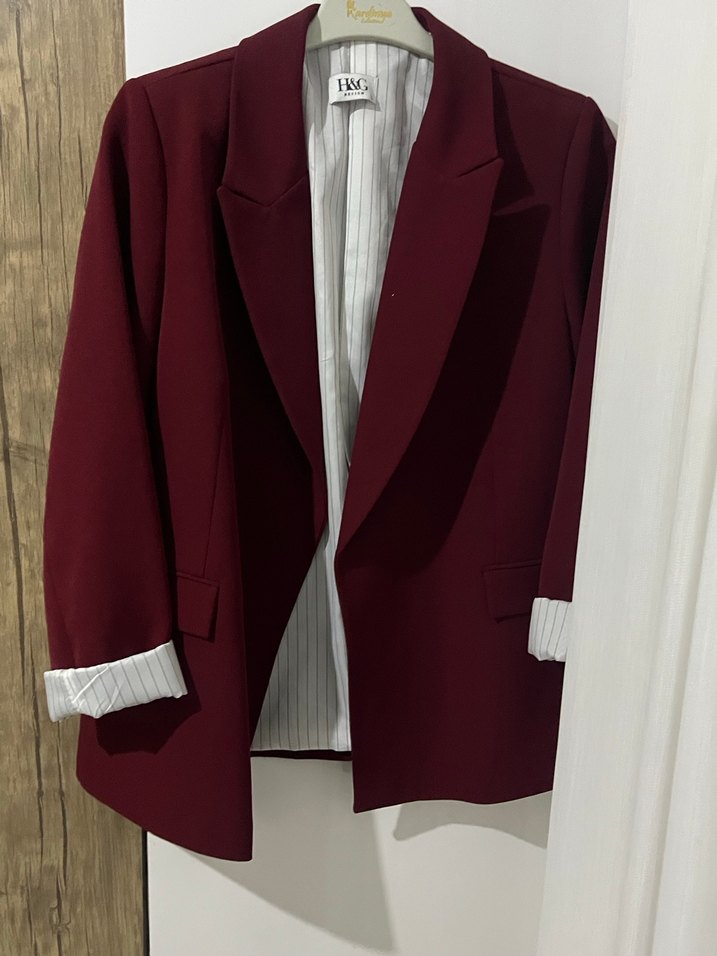 Bordo Kadın Ofis Blazeri - Görsel 2